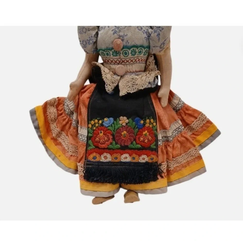 Hungarian Doll Mezokovesd MATYO National Costum Leather Shoes Handmade European